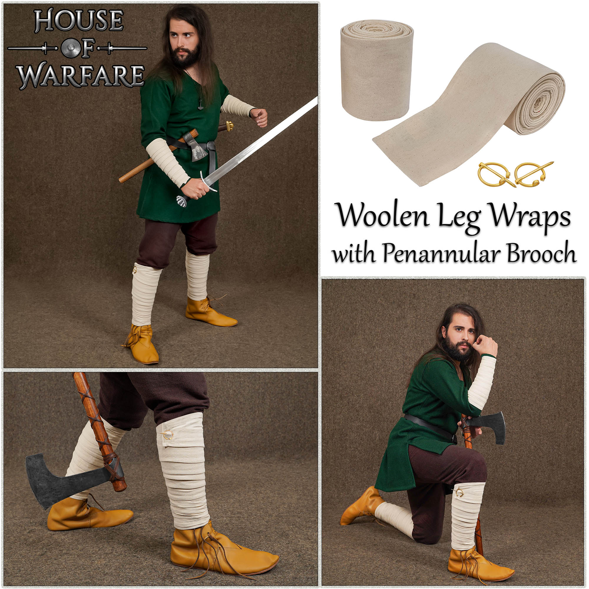 Handcrafted Canvas Leg Wraps Pair with Brass Pin-701715E 7 Leg Wraps
