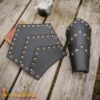 Handcrafted Leather Bracer with Brass Adornment-6104BK 4 Handcrafted Leather Bracer with Brass Adornment