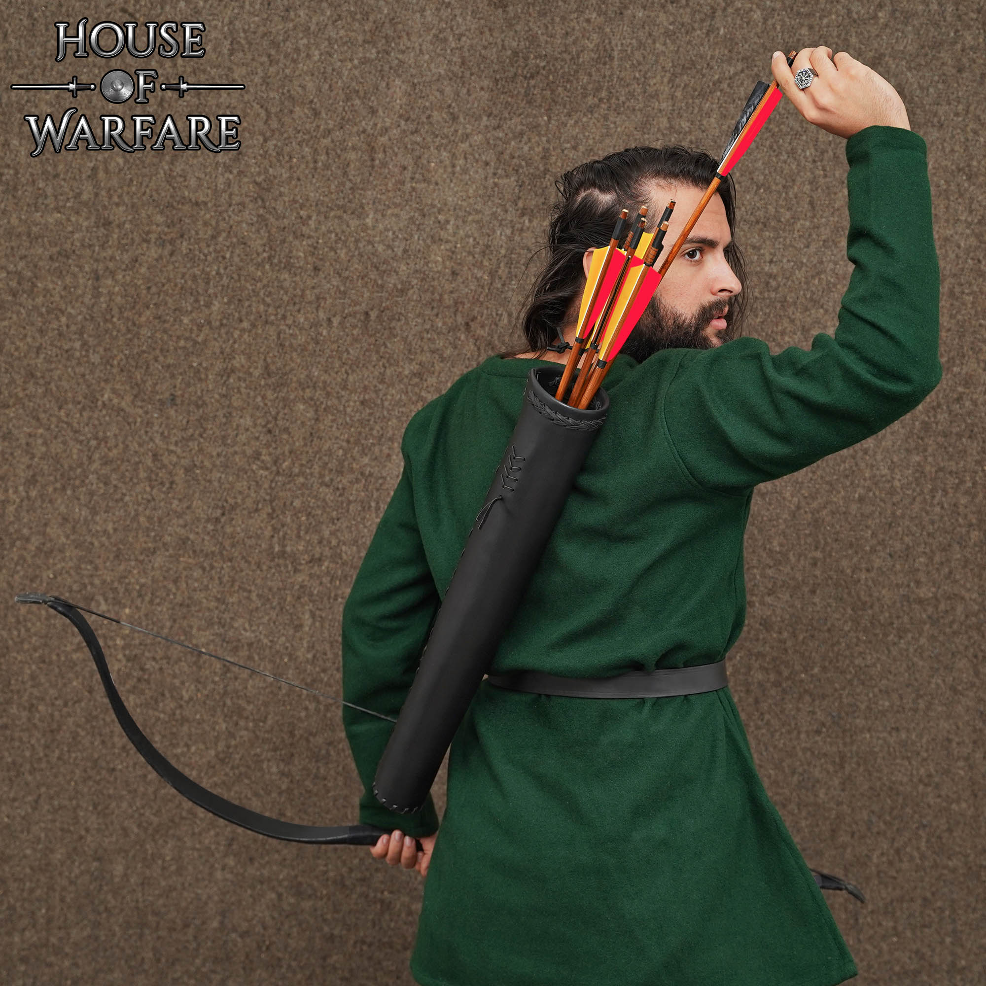 Medieval Leather Back Quiver-701303BK 5 Medieval Leather Back Quiver