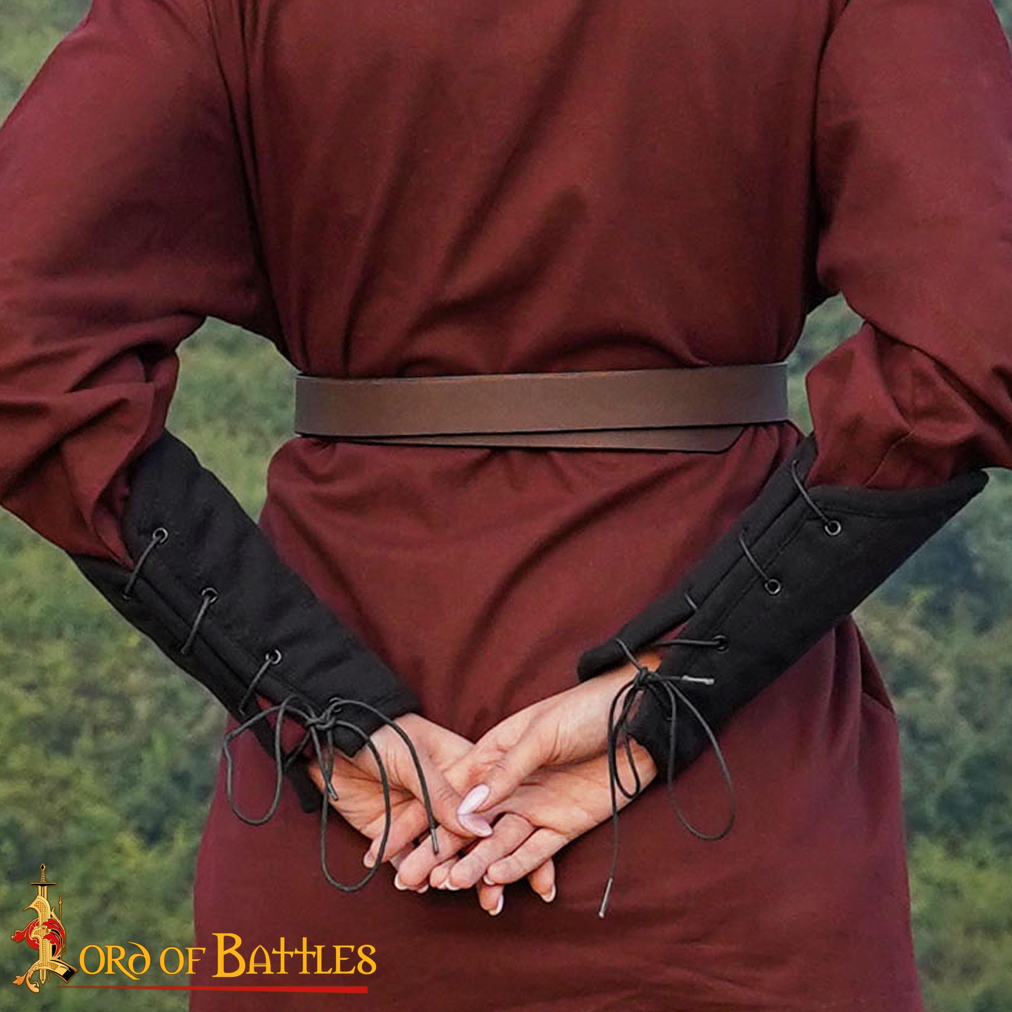 Medieval Padded Bracers with Cord Closure for Arm Protection-7206BK 5 Padded Bracers