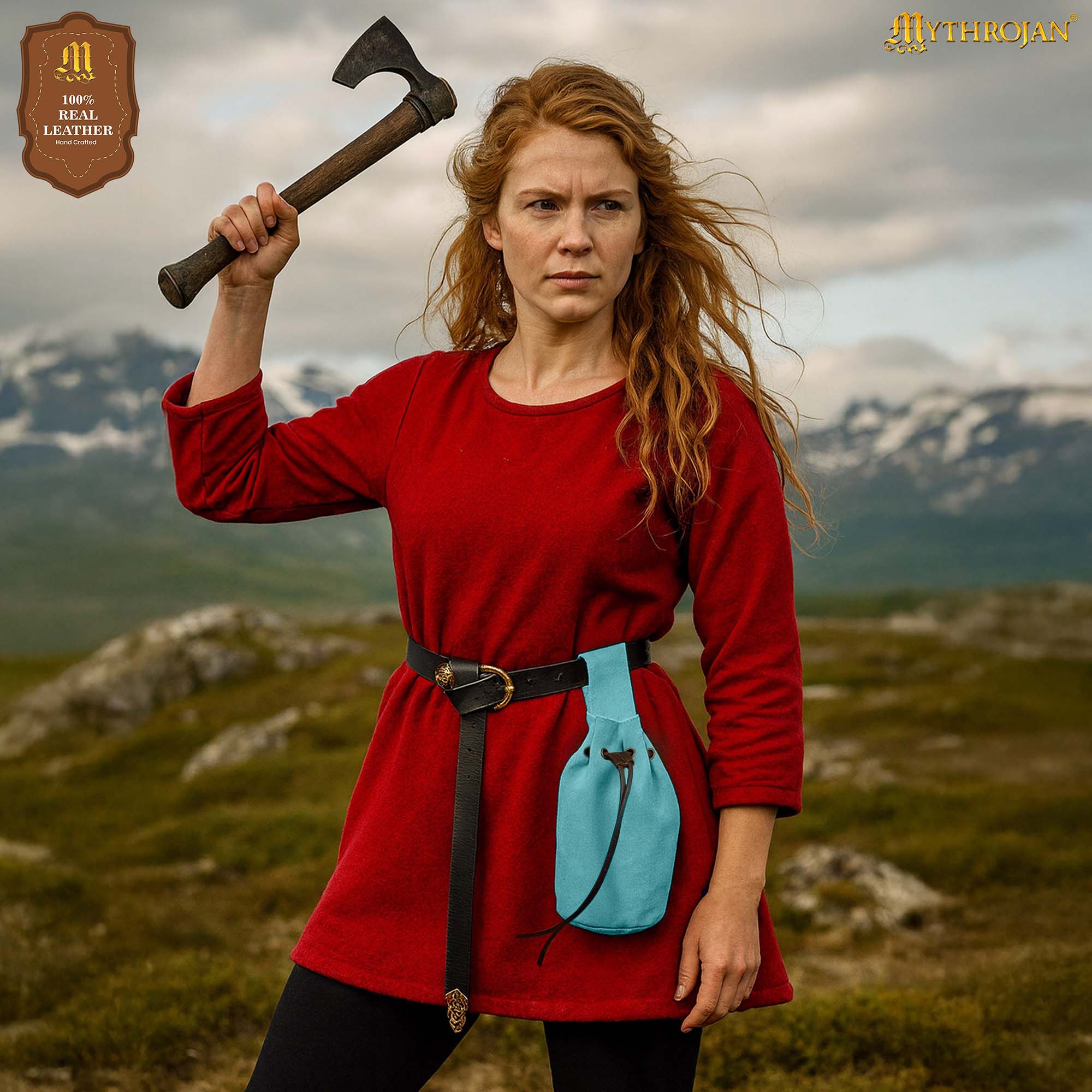 Mythrojan Suede Leather Belt Pouch Medieval Coin, Accessory, Dice Bag for LARP & Costume-300304 1 Pouch