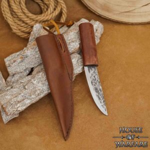 Viking Utility Knife with Leather Sheath – Hand-Forged Steel Blade