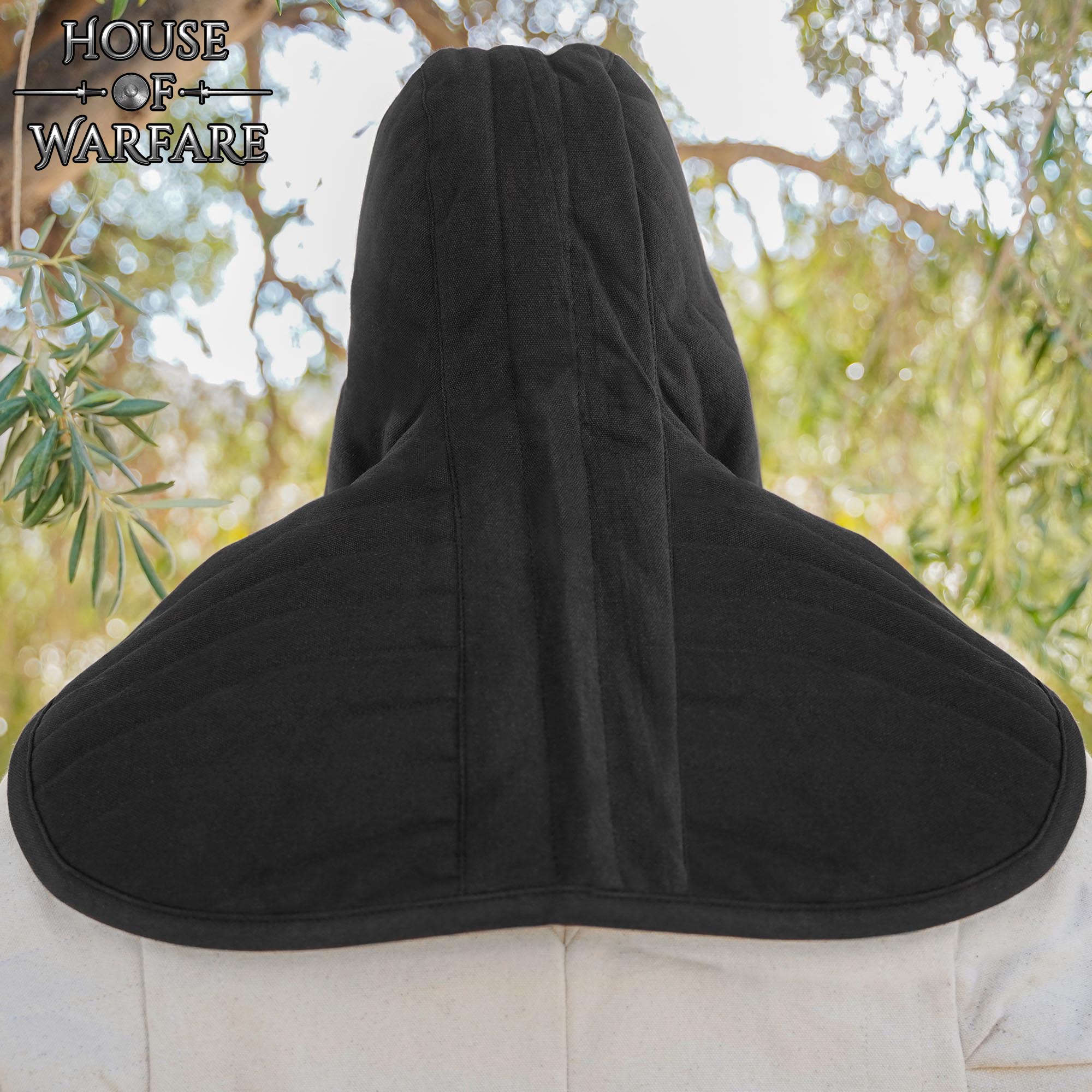 14th Century Medieval Padded Arming Collar with Cap-700956BK 4 Canvas Padded Arming Cap