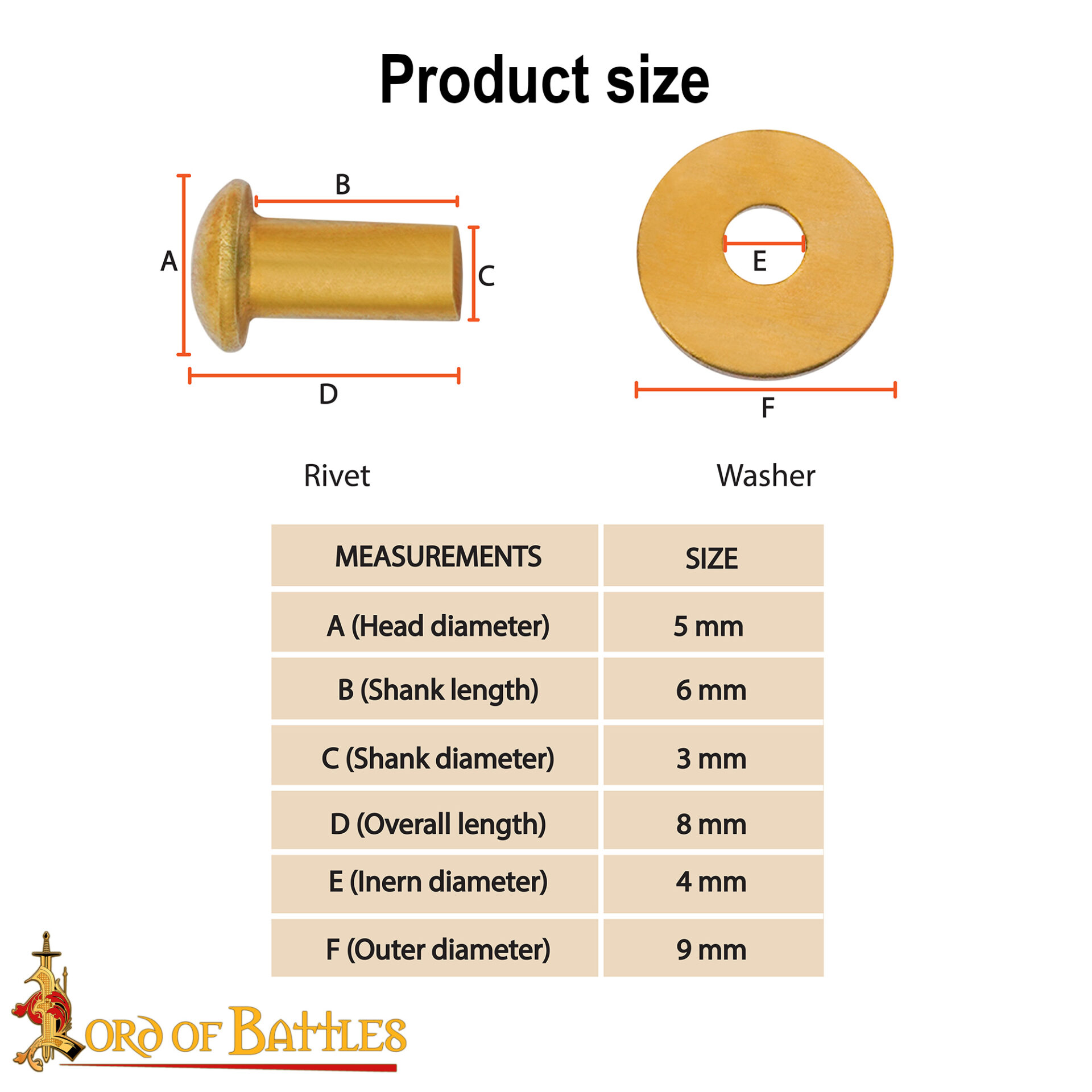 Brass Washers with Round rivets-26282W-50Pcs 2 Rivets