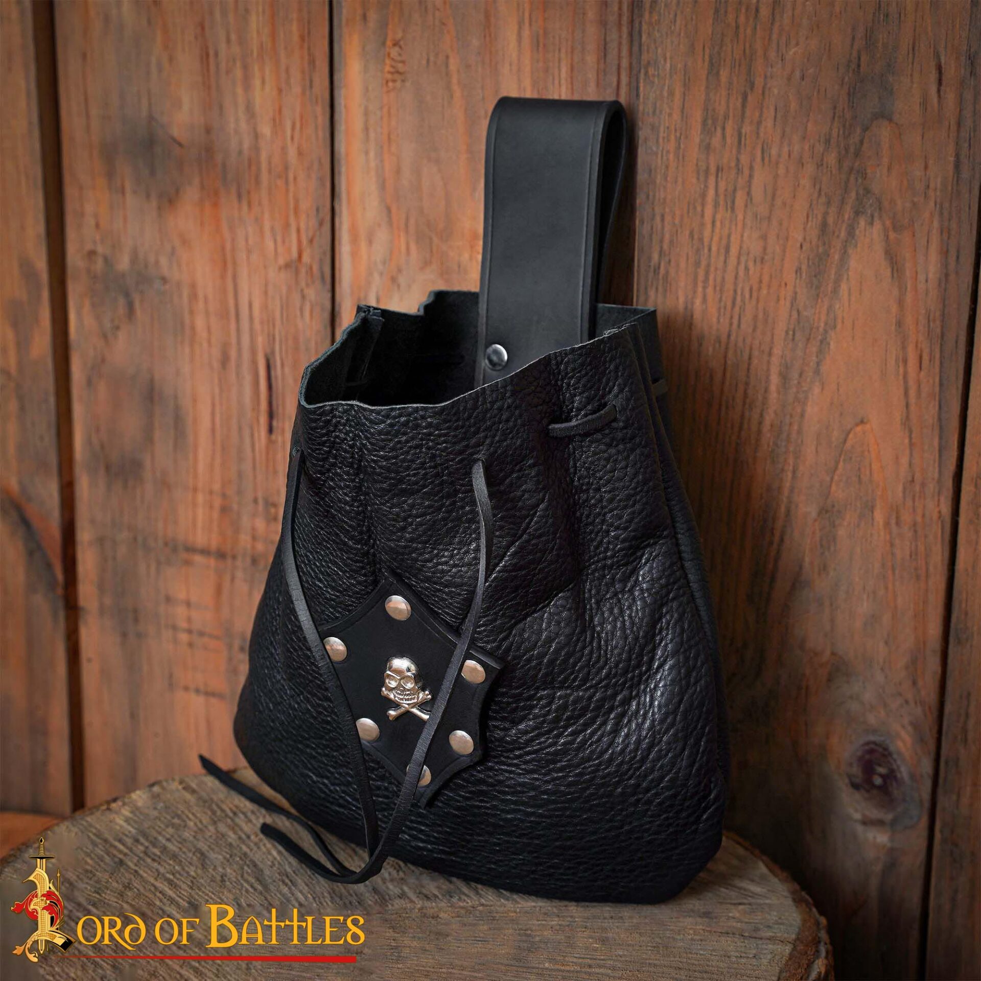 Handcrafted Leather Drawstring Belt Pouch - 60101 4 Genuine Leather Pirate Belt Bag