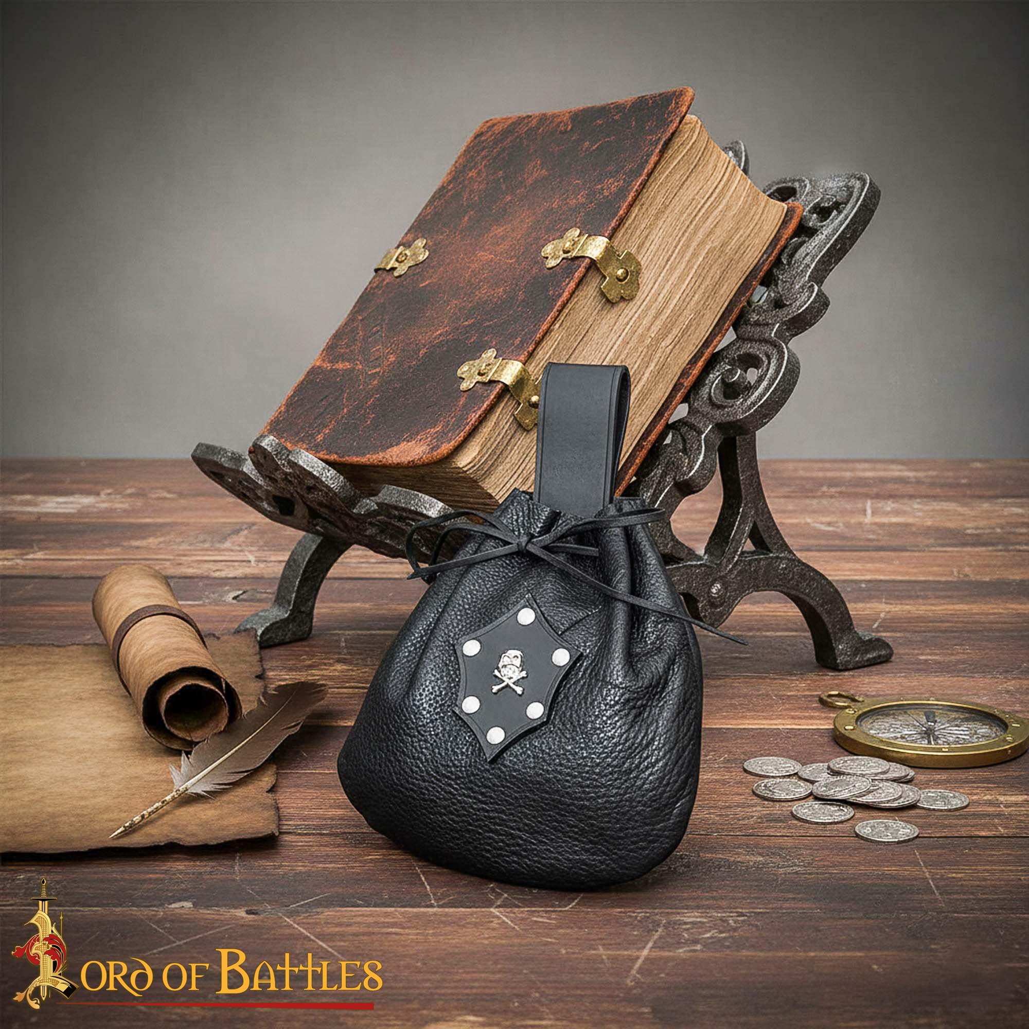 Handcrafted Leather Drawstring Belt Pouch - 60101 6 Genuine Leather Pirate Belt Bag