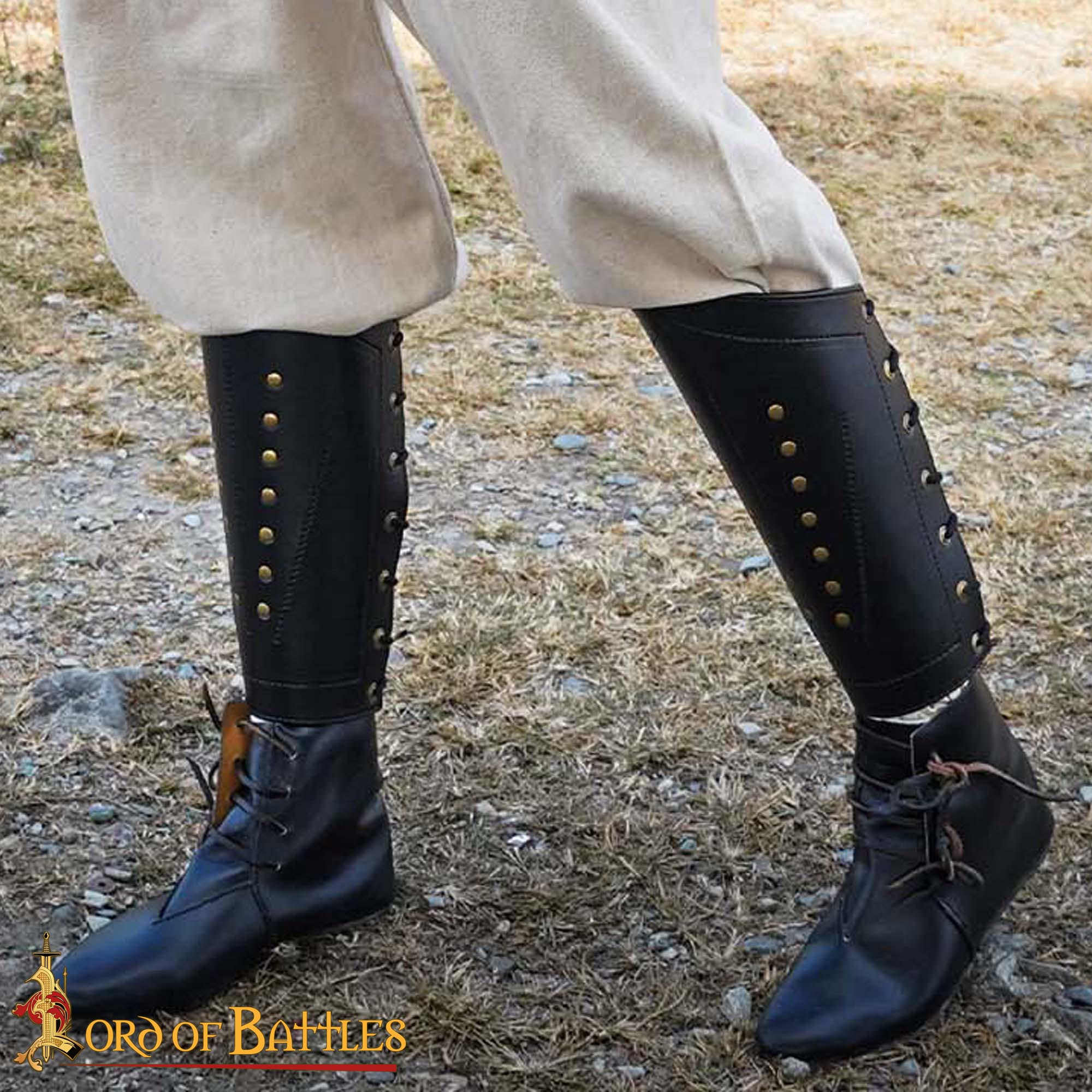 Medieval Fantasy Faux Leather Greaves