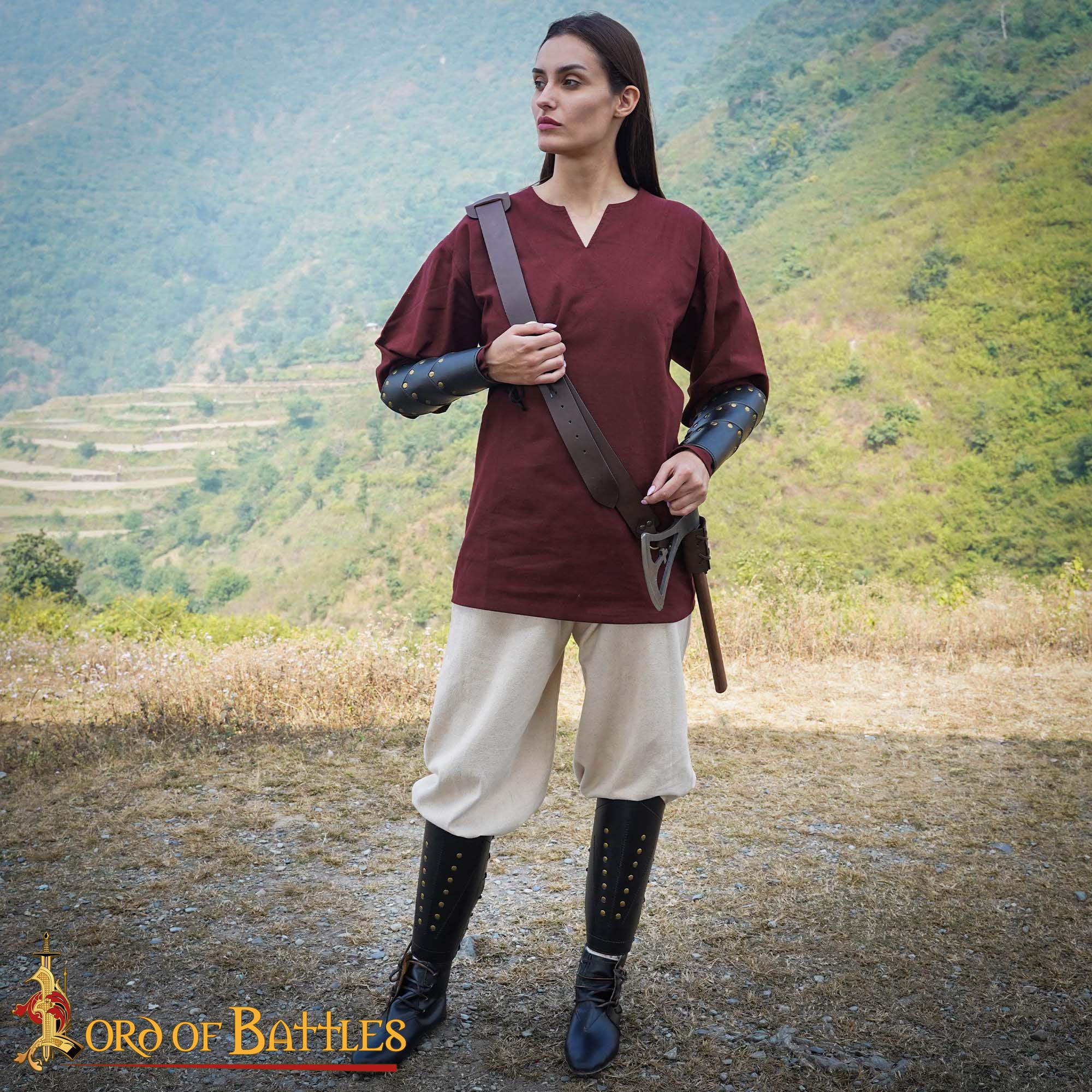 Medieval Fantasy Faux Leather Greaves