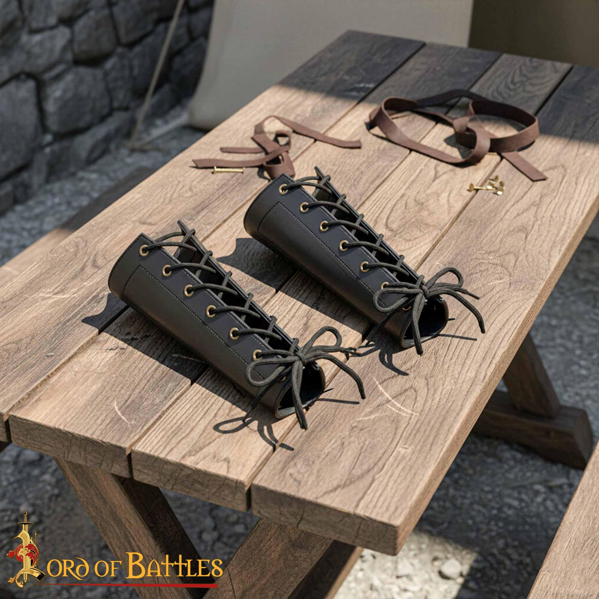 Medieval Fantasy Faux Leather Greaves