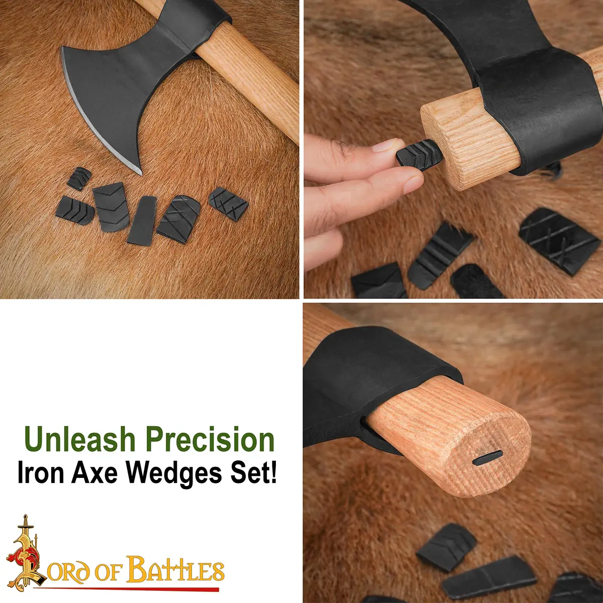 Hand Forged Iron Axe Wedge Set 6 Piece Textured Wedges for Axe Fitting Hand Forged Iron Axe Wedge Set 6 Piece Textured Wedges for Axe Fitting - Image 6