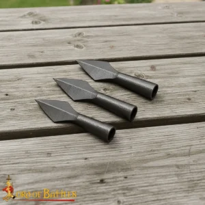 Medieval Forged Iron Arrowhead Diamond Point | Hand-Forged Natural Finish Socketed Tip for Historical Archery, Collectors & Displays