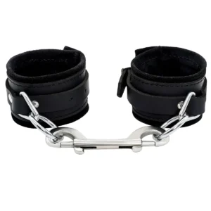 Genuine Leather Handcuffs with Metal Snap Hooks