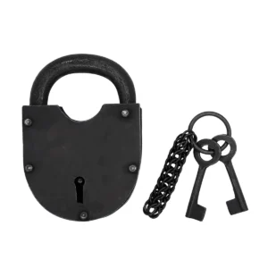 Medieval Hand Forged Padlock with Functional Paired Keys