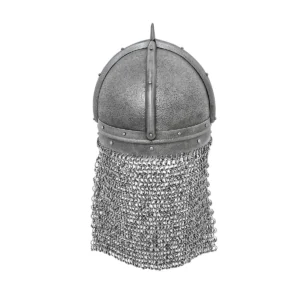 Viking Gjermundbu Antique Steel Helmet with Genuine Leather Liner and Riveted Camail 16 gauge