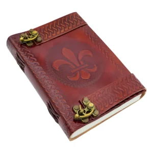 Medieval Fleur de Lys Journal Genuine Leather Diary with Handmade Pages