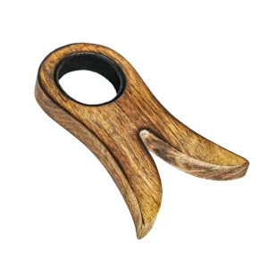 Handcrafted Wooden Viking Horn Stand with Suede Lining