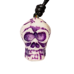 Polished Ox Bone Skull Pendant with Genuine Leather Cord – Hand Carved Medieval Amulet