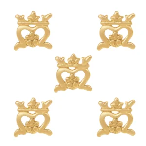Medieval Brass Crown Belt Mounts – Set of 5 Brass Studs