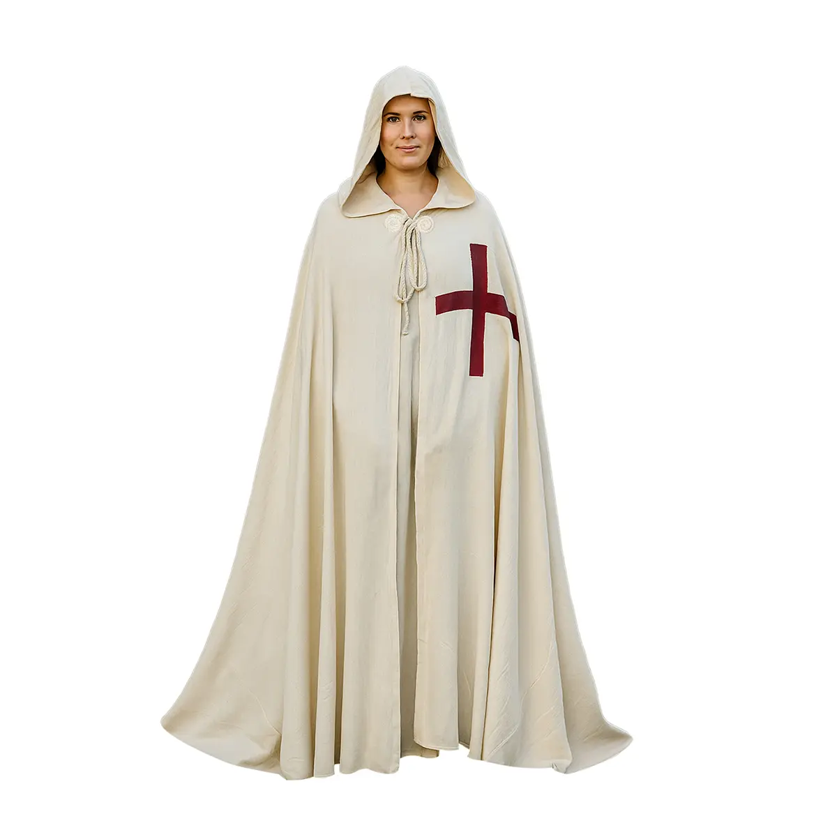 13th Century Teutonic Crusader Hooded Cape - Cotton Cloak with Cross 13th Century Teutonic Crusader Hooded Cape - Cotton Cloak with Cross - Image 7