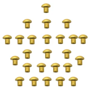 Pure Brass Small Mushroom Head Rivets Set of 25