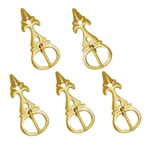 Fleur de Lis Pure Brass Belt Buckle of the Late Middle Ages Set of 5