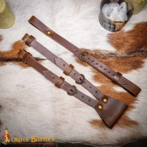 Medieval Sword Belt Hanger 3 Point Leather Holder