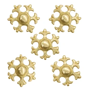 Fleur Pure Solid Brass Leather Mounts – Set of 5 DIY Adornments for Belts, Bags & Leathercraft