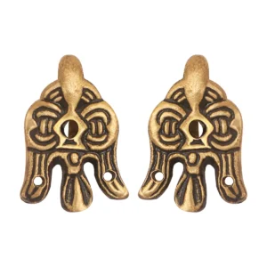 Antique Brass Viking Winingas Hooks – Norse Raven Design – Authentic Reenactment Accessories