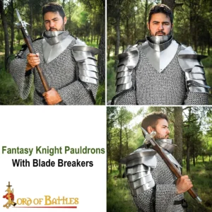 Fantasy Knight Pauldrons with Blade Breakers 18 gauge