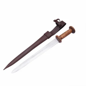 Medieval Rondel Dagger with Wooden Grip & Leather Scabbard, LARP , Stage & Costume