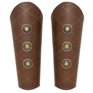 Medieval Handcrafted Genuine Leather Bracers, Brown