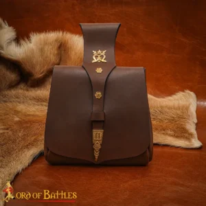 King’s Courtier Medieval Leather Belt Pouch with Brass Accents