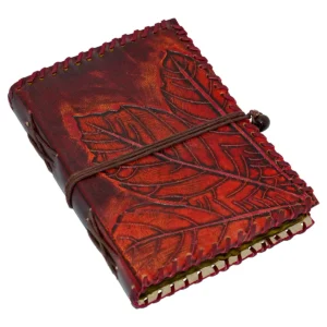 Medieval Journal with Embossed Leaf Design Vintage Leather Diary