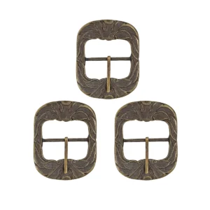 Ornate Belt Buckle Large Antique Brass Belt Accessory Set of 3
