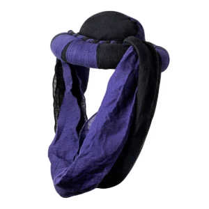 Medieval Saracen Turban – Black & Violet Desert Head Wrap for LARP, Fantasy & Historical Themes