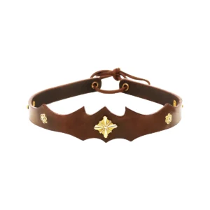 Princely Hunter Leather Headband With Pure Brass Mounts