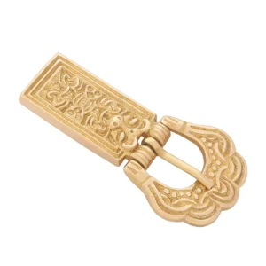 Medieval Brass Belt Buckle – Engraved Historic Fitting – Solid Brass