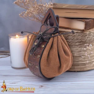 Leather Belt Pouch With Embossed Celtic Knots