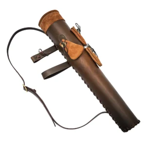 Medieval Leather Quiver with Suede Pouches – Archery Arrow Holder