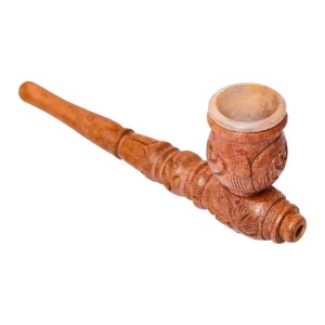 Medieval Hand-Engraved Wooden Smoking Pipe