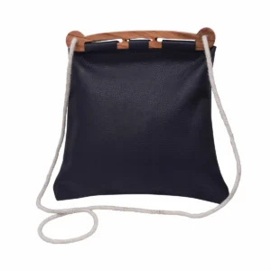 Hedeby Viking Leather Shoulder Bag with Wooden Closure & Canvas Cord