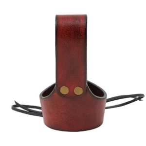 Leather Drinking Horn Holder - Adjustable Medieval Belt Frog