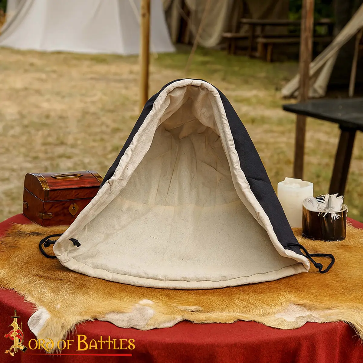 Medieval Padded Arming Hood | 2 Layer Quilted Cotton Helmet Liner for LARP & HEMA Medieval Padded Arming Hood | 2 Layer Quilted Cotton Helmet Liner for LARP & HEMA - Image 6