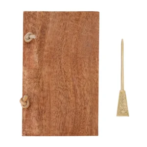 Roman Wax Tablet with Brass Stylus – Functional Wooden Writing Tablet, Classical Reproduction