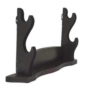 Two-Tier Polished Wooden Sword Display Stand – Medieval Weapon Rack for Wall or Shelf