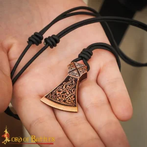 Viking Bronze Lost Wax Cast Axe Pendant with Adjustable Leather Cord