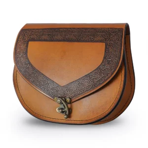 Leather Belt Pouch - Celtic Embossed Medieval Pouch