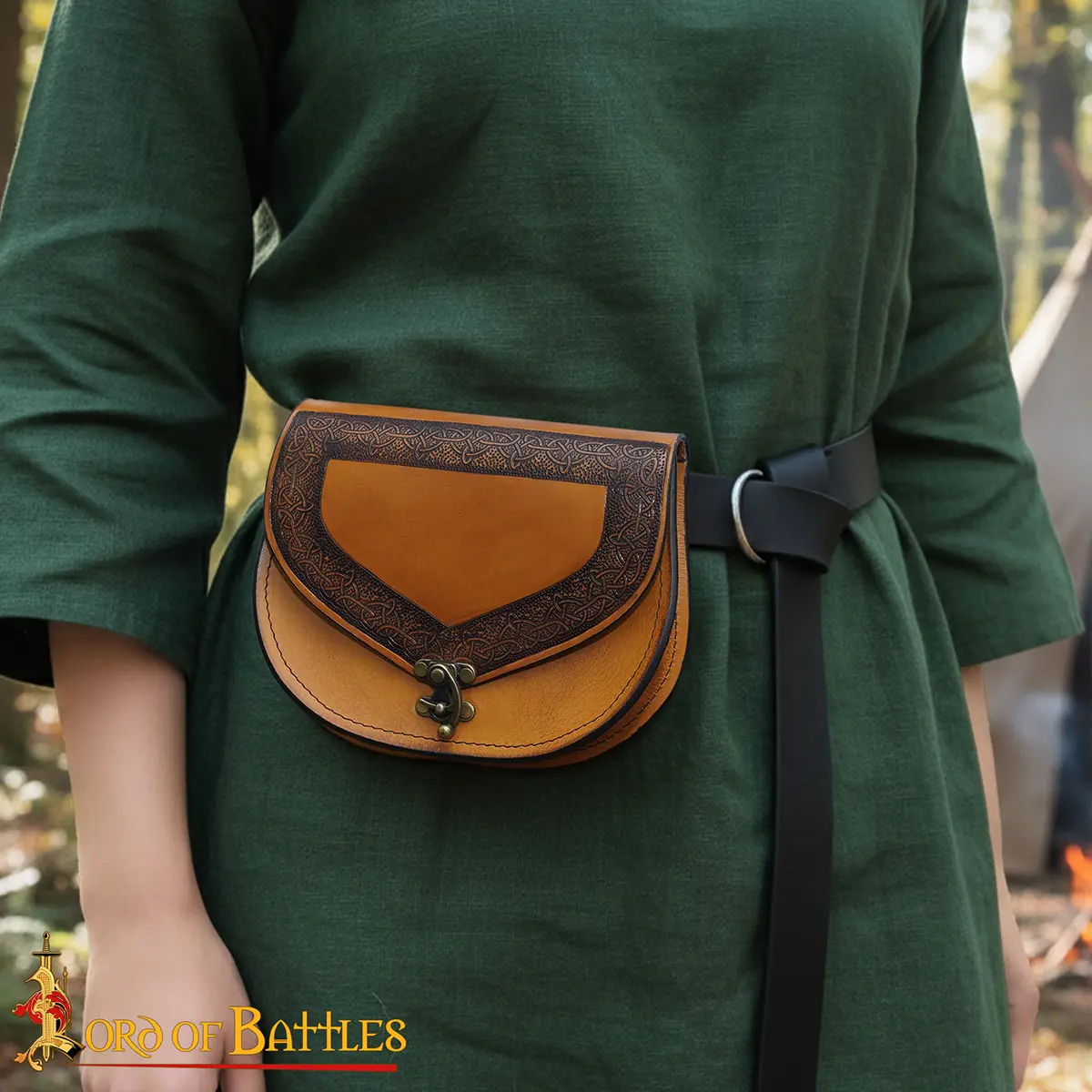 Leather Belt Pouch - Celtic Embossed Medieval Pouch Leather Belt Pouch - Celtic Embossed Medieval Pouch - Image 2