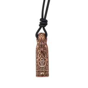 Viking Bronze Amulet Pendant Necklace Lost-Wax Cast with Intricate Knot work Adjustable Cord