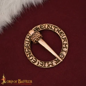 Medieval Bronze Ring Brooch Lost-Wax Cast Inscribed Design